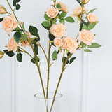 2 Stems | 38inch Tall Peach Artificial Silk Rose Flower Bouquet Bushes#whtbkgd