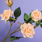 2 Stems | 38inch Tall Peach Artificial Silk Rose Flower Bouquet Bushes