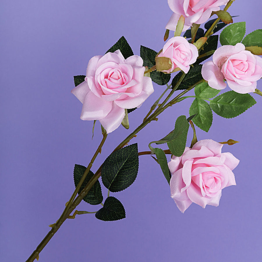 2 Stems | 38inch Tall Pink Artificial Silk Rose Flower Bouquet Bushes