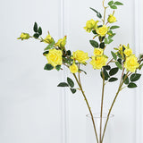 2 Stems | 38inch Tall Yellow Artificial Silk Rose Flower Bouquet Bushes#whtbkgd