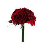 2 Bushes | Burgundy Artificial Silk Rose & Hydrangea Flower Bouquets#whtbkgd