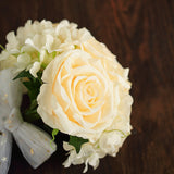 2 Bushes | Cream Artificial Rose and Hydrangea Mixed Flowers, Silk Wedding Bridal Bouquets
