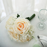 2 Bushes | Cream Artificial Rose and Hydrangea Mixed Flowers, Silk Wedding Bridal Bouquets