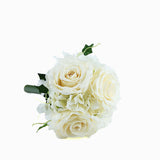 2 Bushes | Ivory Artificial Silk Rose & Hydrangea Flower Bouquets