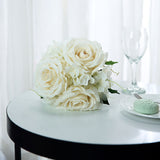 2 Bushes | Ivory Artificial Rose and Hydrangea Mixed Flowers, Silk Wedding Bridal Bouquets