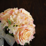 2 Bushes | Pink Artificial Silk Rose & Hydrangea Flower Bouquets