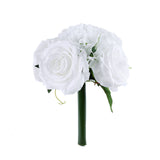 2 Bushes | White Artificial Rose and Hydrangea Mixed Flowers, Silk Wedding Bridal Bouquets#whtbkgd