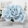 12inches Ice Blue Artificial Velvet-Like Fabric Rose Flower Bouquet Bush#whtbkgd
