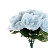 12inches Ice Blue Artificial Velvet-Like Fabric Rose Flower Bouquet Bush