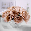 12inch Dusty Rose Artificial Velvet-Like Fabric Rose Flower Bouquet Bush#whtbkgd