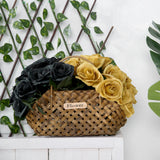 12inches Black Artificial Velvet-Like Fabric Rose Flower Bouquet Bush