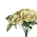 12inches Champagne Artificial Velvet-Like Fabric Rose Flower Bouquet Bush