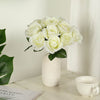 12inches Ivory Artificial Velvet-Like Fabric Rose Flower Bouquet Bush