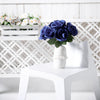 12inches Navy Blue Artificial Velvet-Like Fabric Rose Flower Bouquet Bush