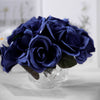 12inches Navy Blue Artificial Velvet-Like Fabric Rose Flower Bouquet Bush#whtbkgd