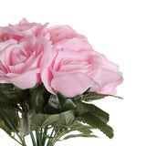 12inches Pink Artificial Velvet-Like Rose Flower Bouquet
