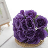 12inches Purple Artificial Velvet-Like Fabric Rose Flower Bouquet Bush#whtbkgd