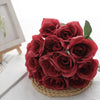 12inches Red Artificial Velvet-Like Fabric Rose Flower Bouquet Bush#whtbkgd