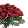 12inches Red Artificial Velvet-Like Fabric Rose Flower Bouquet Bush