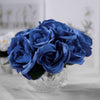 12inches Royal Blue Artificial Velvet-Like Fabric Rose Flower Bouquet Bush#whtbkgd