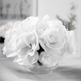 12inches White Artificial Velvet-Like Fabric Rose Flower Bouquet Bush#whtbkgd