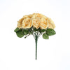 12inches Yellow Artificial Velvet-Like Fabric Rose Flower Bouquet Bush