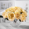 12inches Yellow Artificial Velvet-Like Fabric Rose Flower Bouquet Bush#whtbkgd