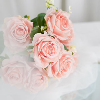 Enhance Your Decor with Realistic Blush Rose Flower Bouquets
