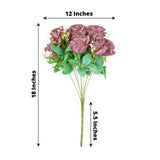 2 Bushes | 18inch Real Touch Dusty Rose Artificial Rose Flower Bouquet, Silk Long Stem Flower