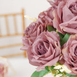 2 Bushes | 18inch Real Touch Dusty Rose Artificial Rose Flower Bouquet, Long Stem Flower#whtbkgd