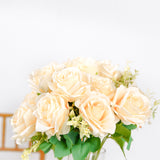 2 Bushes | 18inch Real Touch Cream Artificial Rose Flower Bouquet, Silk Long Stem Flower
