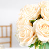 2 Bushes | 18inch Real Touch Cream Artificial Rose Flower Bouquet, Silk Long Stem Flower#whtbkgd