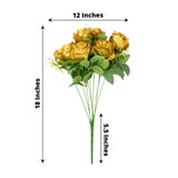 2 Bushes | 18inch Real Touch Gold Artificial Rose Flower Bouquet, Silk Long Stem Flower Arrangements