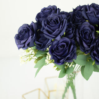 Bring Vibrant Beauty to Any Occasion with Real Touch Navy Blue Artificial Rose Flower Bouquets