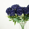 2 Bushes | 18inch Real Touch Navy Blue Artificial Rose Flower Bouquet, Silk Long Stem Flower