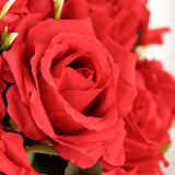 2 Bushes | 18inch Real Touch Red Artificial Rose Flower Bouquet, Silk Long Stem Flower Arrangements