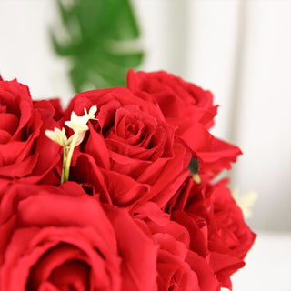 Create a Captivating Atmosphere with Real Touch Red Artificial Rose Flower Bouquet