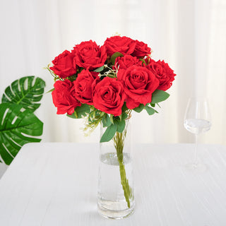 Add a Touch of Elegance with Real Touch Red Artificial Rose Flower Bouquet