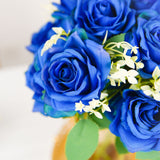 2 Bushes | 18inch Real Touch Royal Blue Artificial Rose Flower Bouquet, Silk Flower#whtbkgd