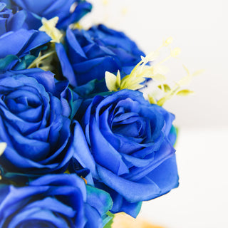 Transform Your Event Decor with Real Touch Royal Blue Artificial Rose Flower Bouquet