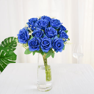 Add a Touch of Elegance with Real Touch Royal Blue Artificial Rose Bouquet