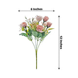 4 Bushes | 12inch Blush / Rose Gold Real Touch Artificial Silk Rose Flower Bouquet