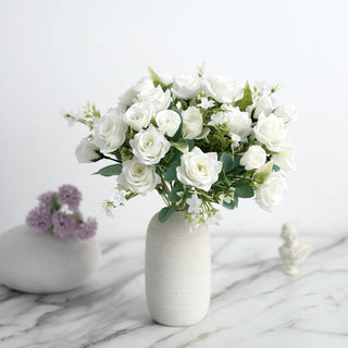 Ivory Real Touch Artificial Silk Rose Flower Bouquet