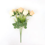 3 Pack | 13inch Blush Rose Gold Real Touch Silk Rose Bud Flower Bridal Bouquets