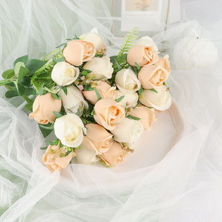 Real Touch Blush Silk Rose Bud Flower Bridal Bouquets