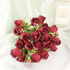3 Pack | 13inch Burgundy Real Touch Silk Rose Bud Flower Bridal Bouquets