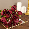 3 Pack | 13inch Burgundy Real Touch Silk Rose Bud Flower Bridal Bouquets