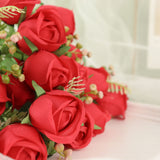 3 Pack | 13inch Red Real Touch Silk Rose Bud Flower Bridal Bouquets
