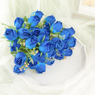 Create a Captivating Atmosphere with Royal Blue Silk Rose Bud Flower Bouquets
