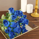 3 Pack | 13inch Royal Blue Real Touch Silk Rose Bud Flower Bridal Bouquets